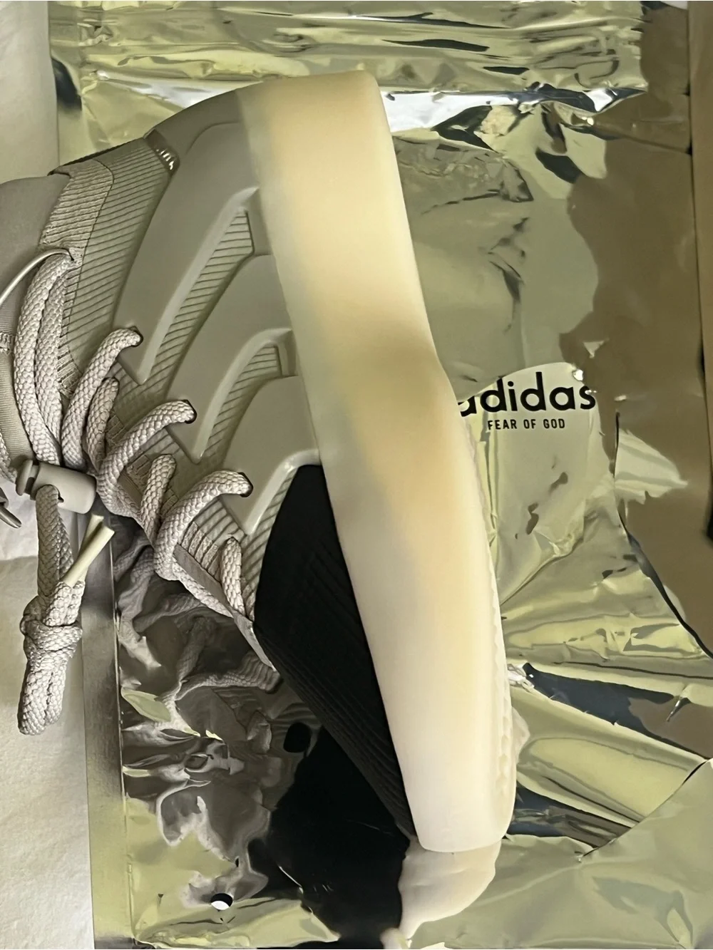 adidas x Fear of God White Sneakers with Black Logo Patch